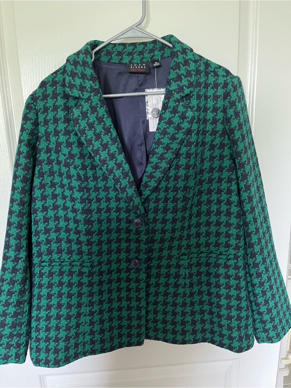Joan Rivers Green and Black Houndstooth Blazer